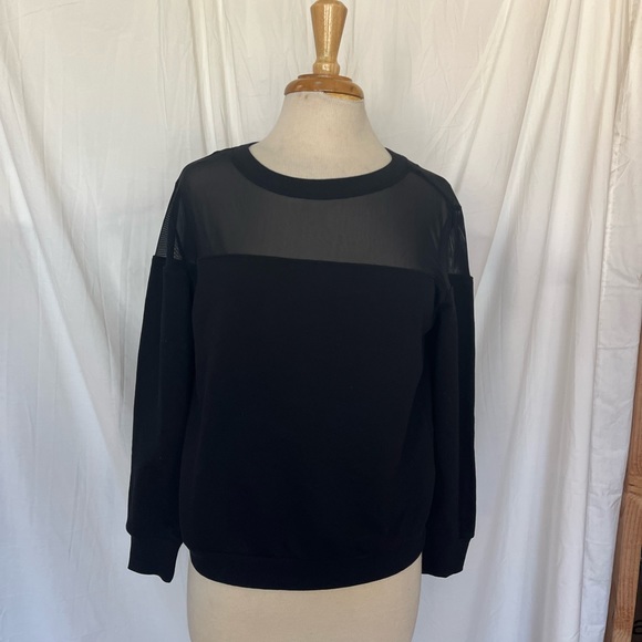H&M mesh top sweatshirt black Medium - Picture 1 of 6